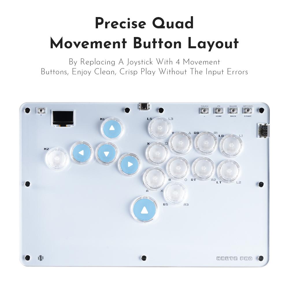 Haute42 R16 R Series Button Rim White Comsox Haute Pad Arcade Joystick Hitbox Controller Leverless Arcade Controller For PC PS5 Xbox Fighting Stick Fightstick