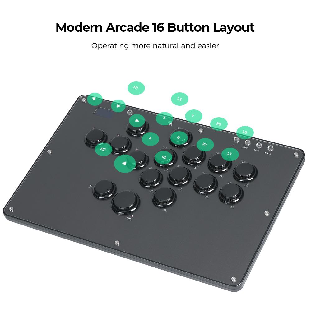 Haute42 U16 U Series Button Rim Black Haute Pad Hitbox Controller Arcade Joystick Controller Leverless for PC Fighting Stick Fightstick All Button Gamepad