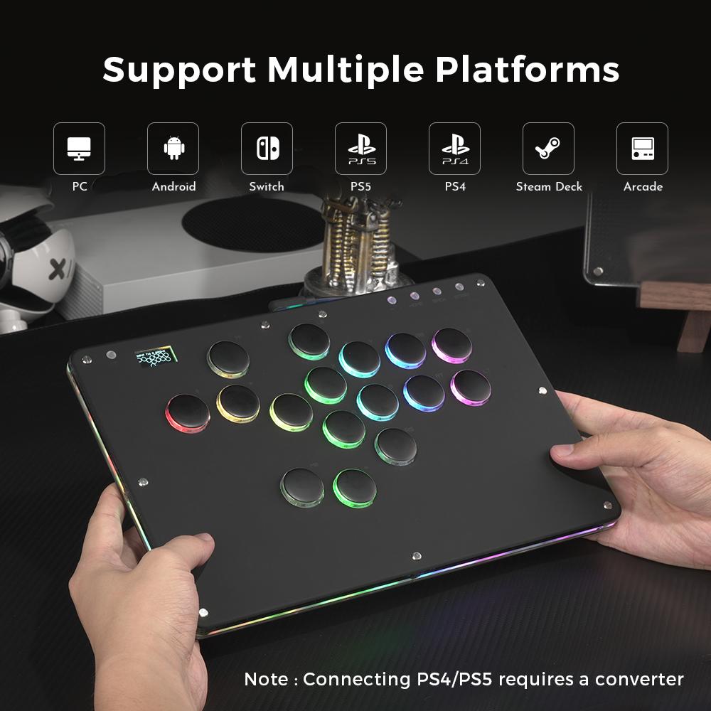 Haute42 T16 PU Leather Texture RGB Cosmox Hautepad Arcade Joystick Controller Haute Leverless Fighting Stick Fightstick All Button Gamepad