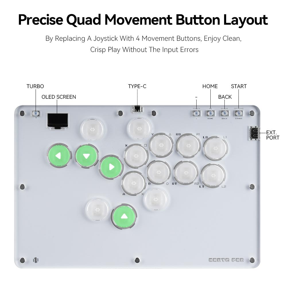 Haute42 T12 Pro V2 RGB Cosmox Hautepad Arcade Joystick Controller Haute Leverless Fighting Stick Fightstick All Button Gamepad