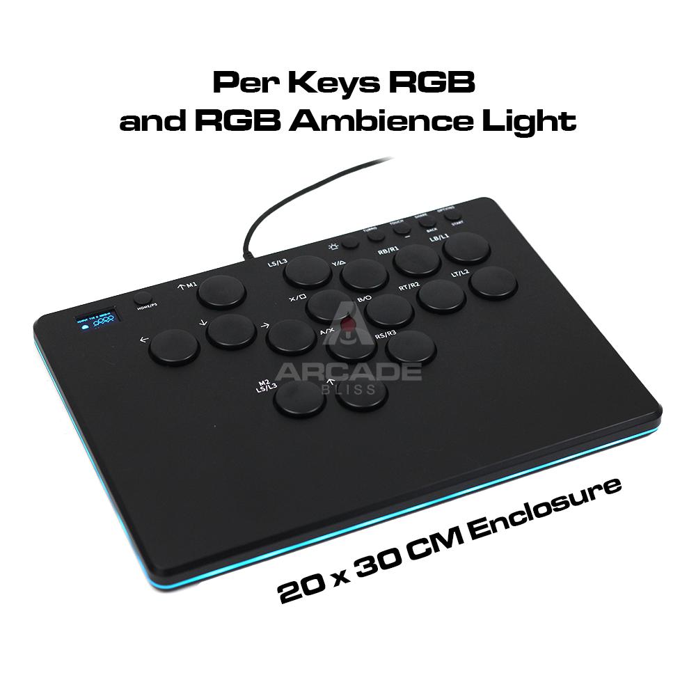 TOPWOLF HONSON HS-JOY200 SKY2040 Hitbox Large 30 x 20 Controller Arcade Fighting Leverless All Button OLED RGB for PC PS3 PS4 Switch Steam Android