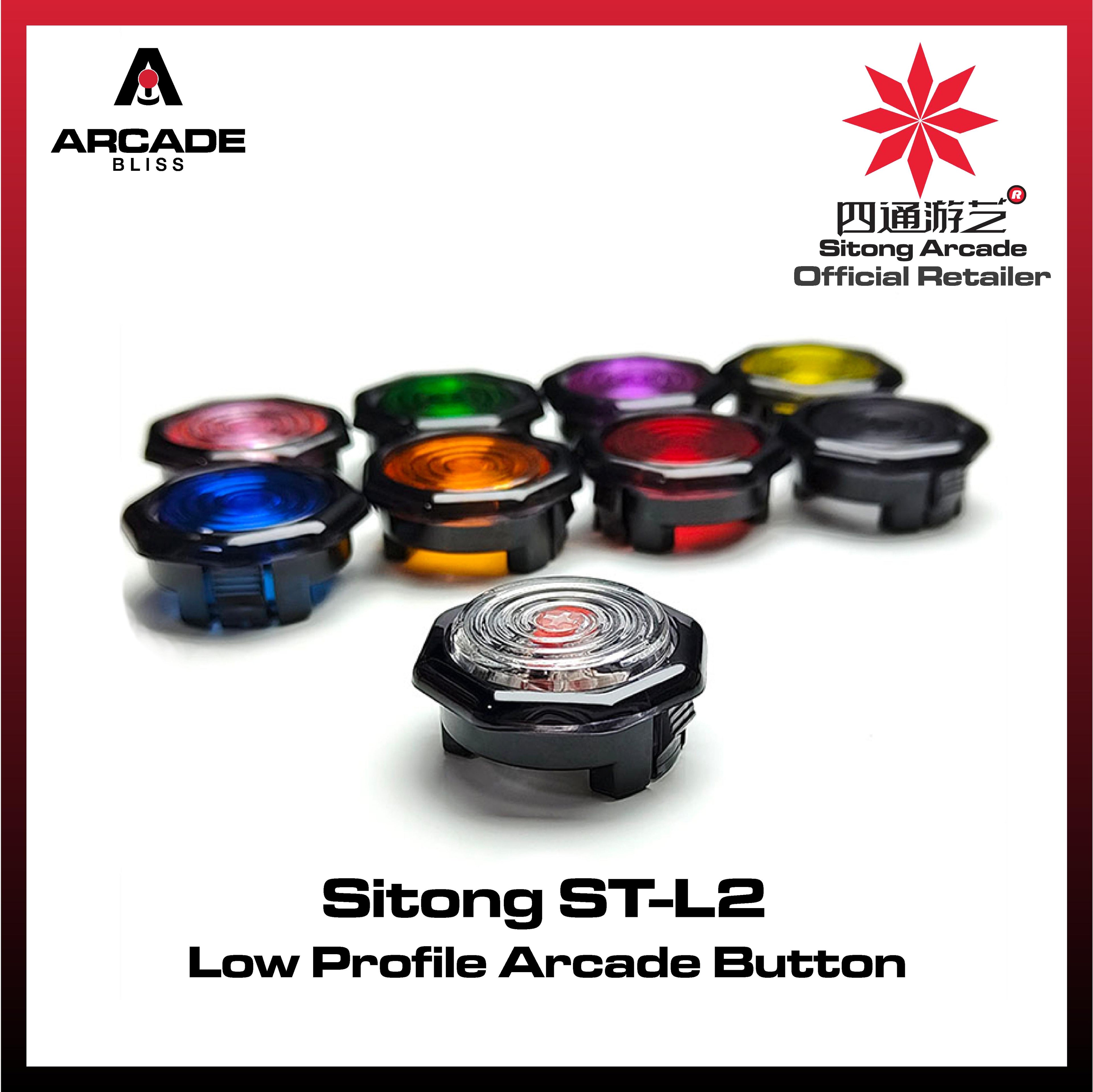SiTong ST-L2 Arcade Button Hexagonal Low Profile Silent Mechanical PC Black Housing Joystick Button Hitbox Fighting Game 30mm 24mm Arcade Stick Controller