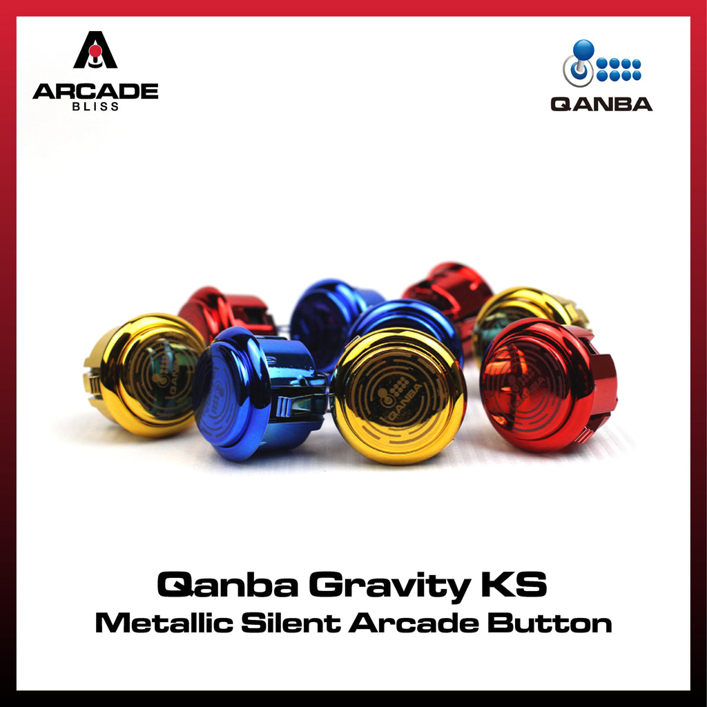 Qanba Gravity KS Metallic Mechanical Silent Arcade Stick Pushbutton 30mm 24mm Snap In Knob Dingdong Premium Original - Blue Metallic, 30mm