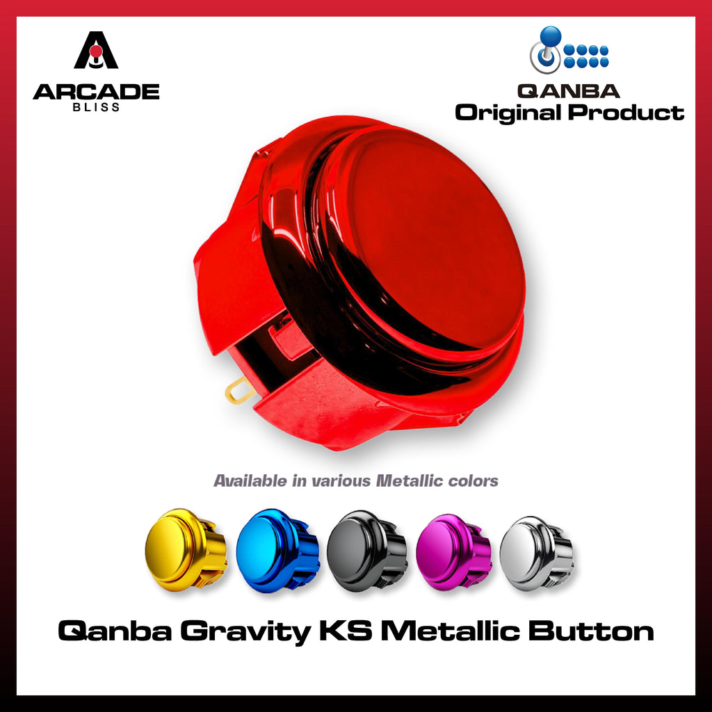 Qanba Gravity KS Metallic Mechanical Silent Arcade Stick Pushbutton 30mm 24mm Snap In Knob Dingdong Premium Original - Blue Metallic, 30mm