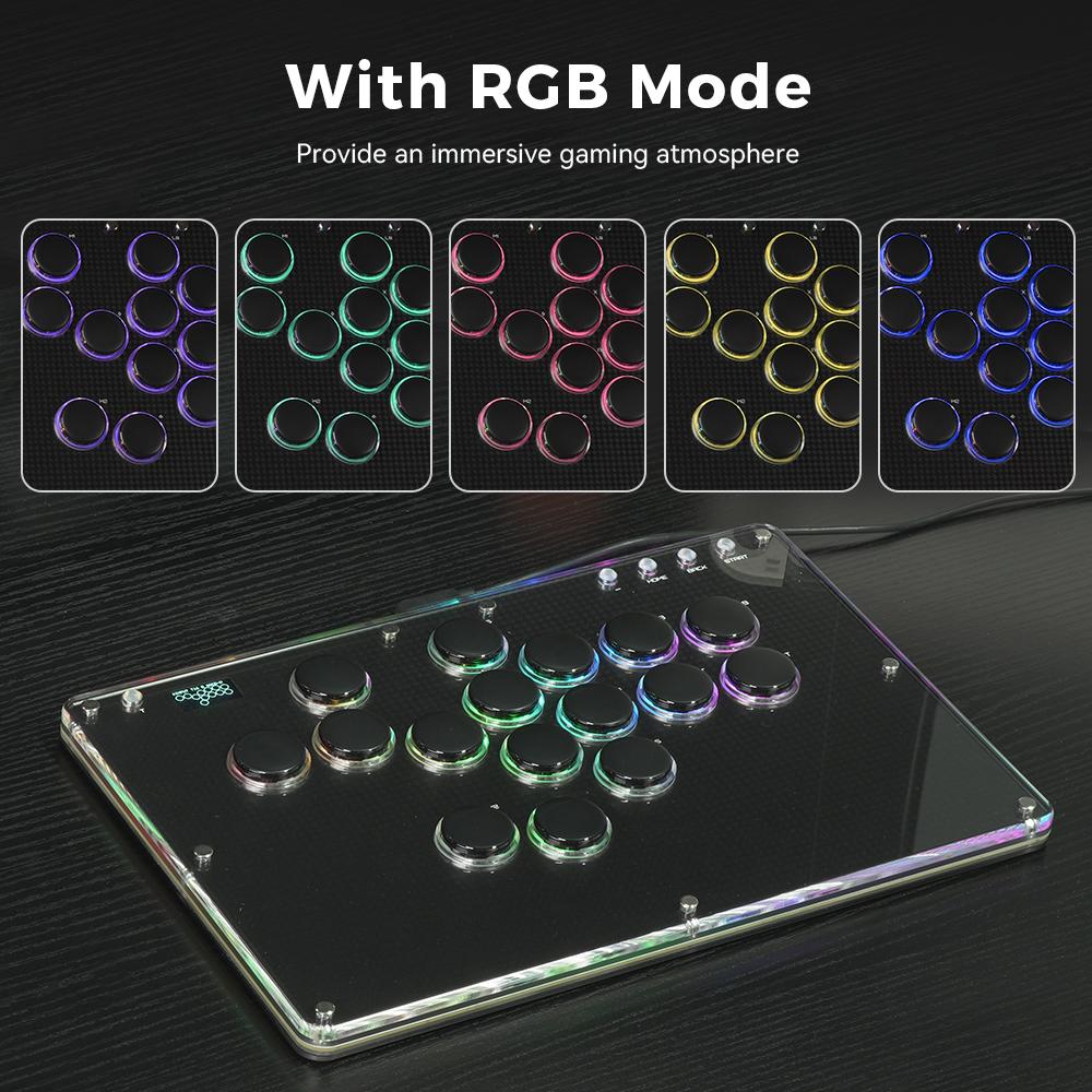 Haute42 T16 Texture RGB Cosmox Hautepad Arcade Joystick Controller Haute Leverless Fighting Stick Fightstick All Button Gamepad