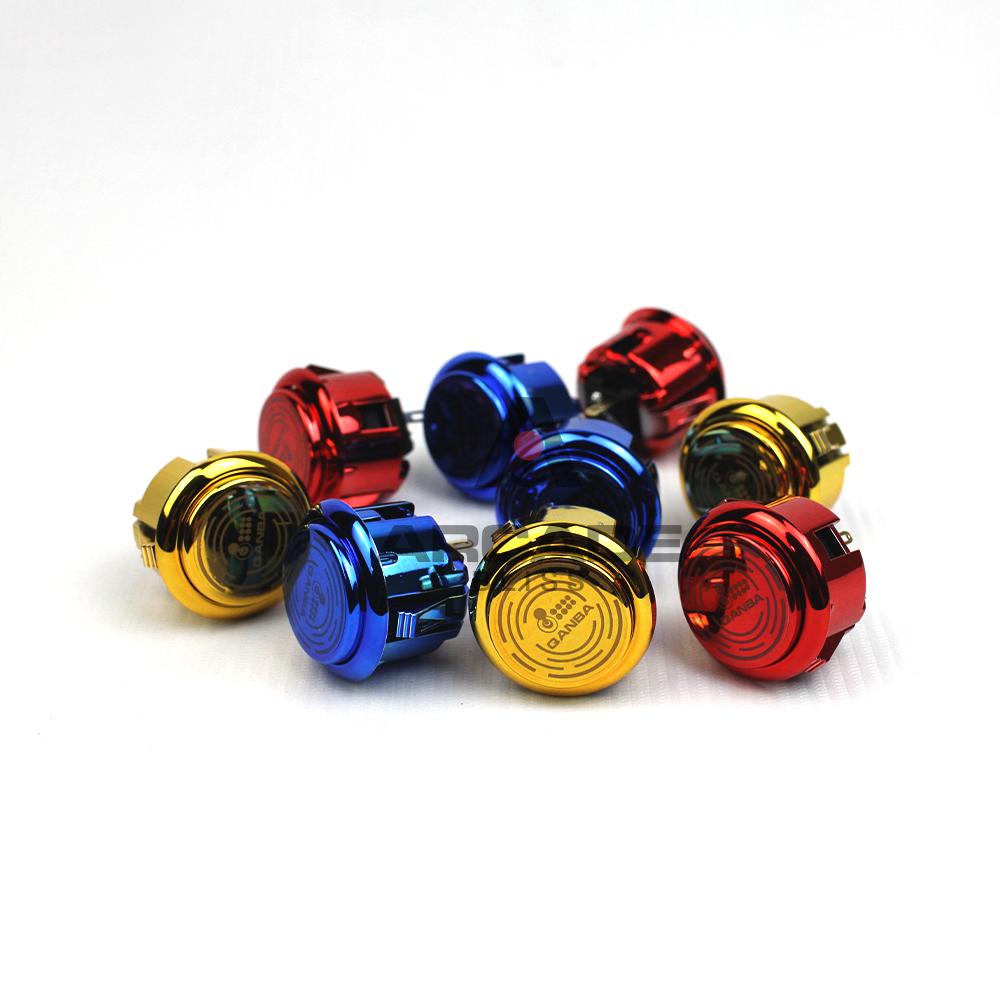 Qanba Gravity KS Metallic Mechanical Silent Arcade Stick Pushbutton 30mm 24mm Snap In Knob Dingdong Premium Original - Blue Metallic, 30mm