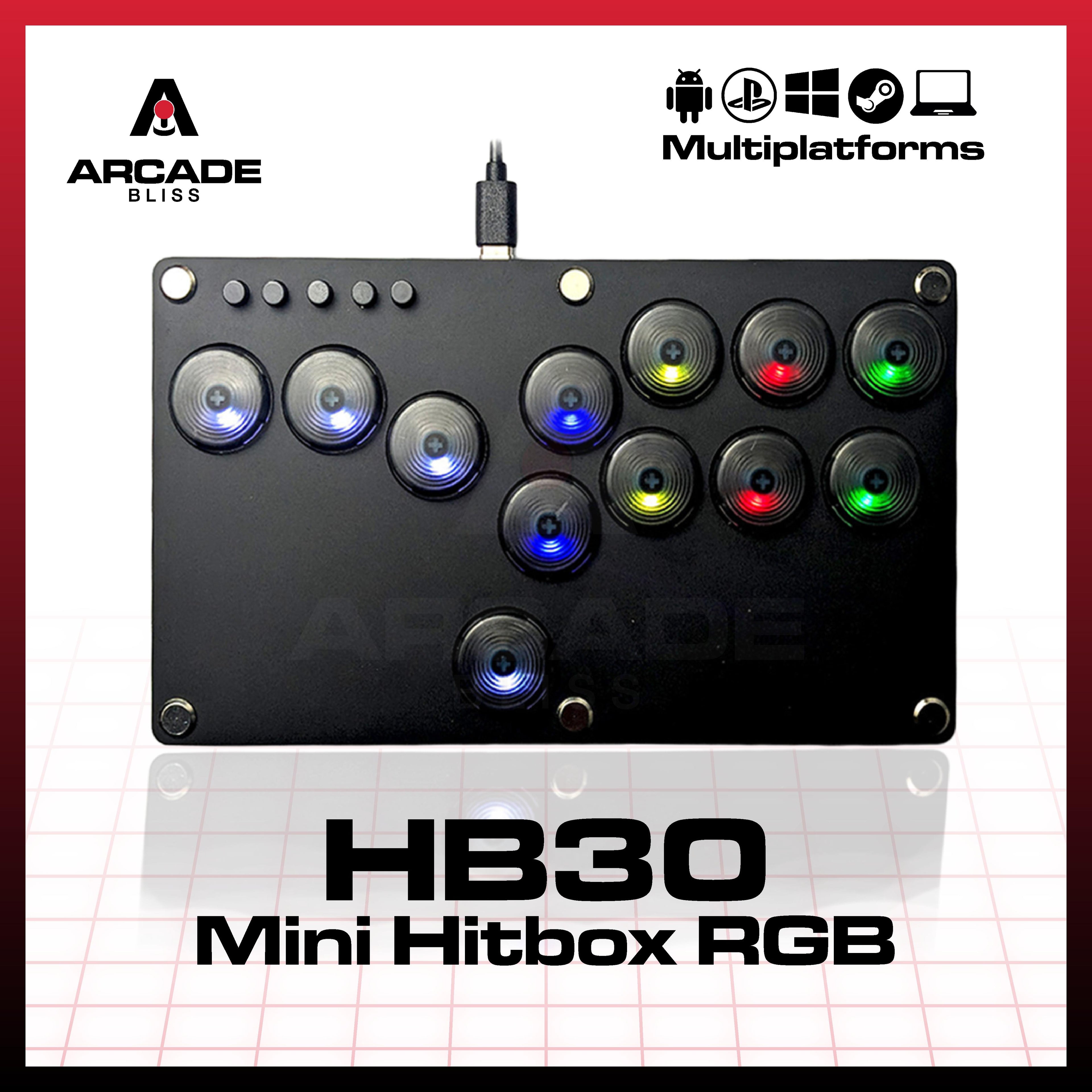 HB30 Leverless Arcade Stick Controller Mini Hitbox Flatbox Mixbox Low Profile RGB Fighting Fight Gamepad