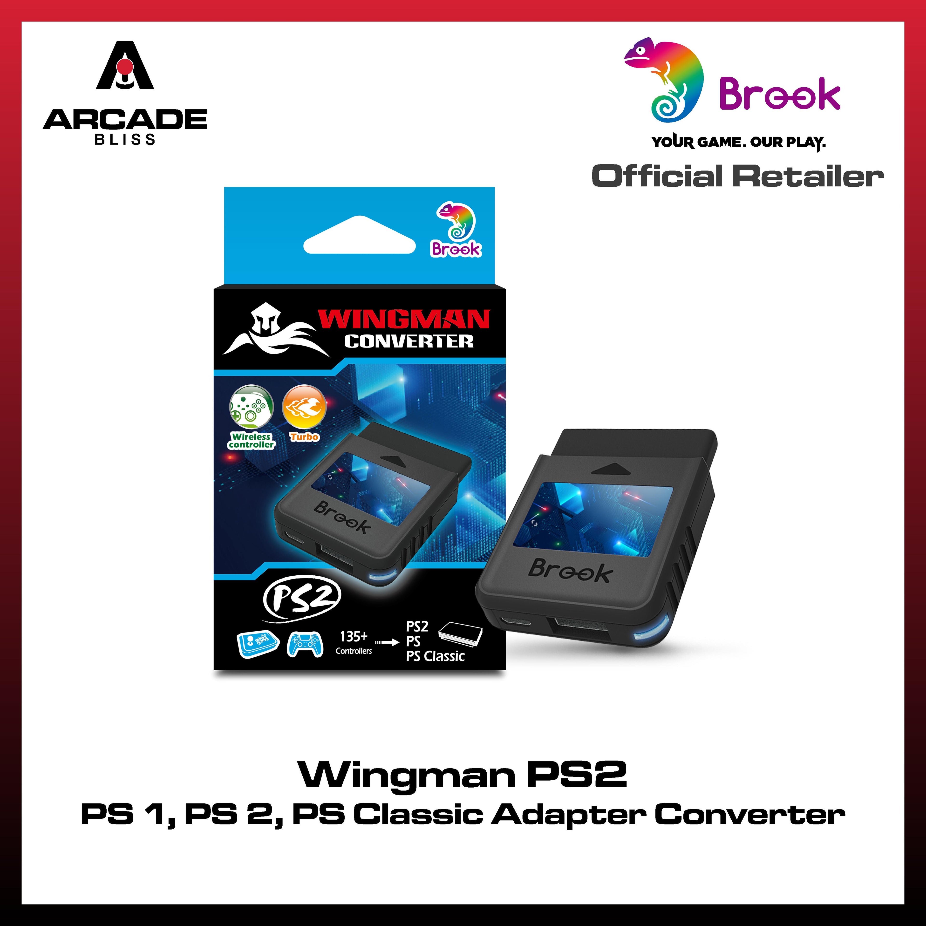 Brook Wingman PS2 Converter PS1 PS2 PS Classic Playstation 1 2 Controller Adapter Low Latency