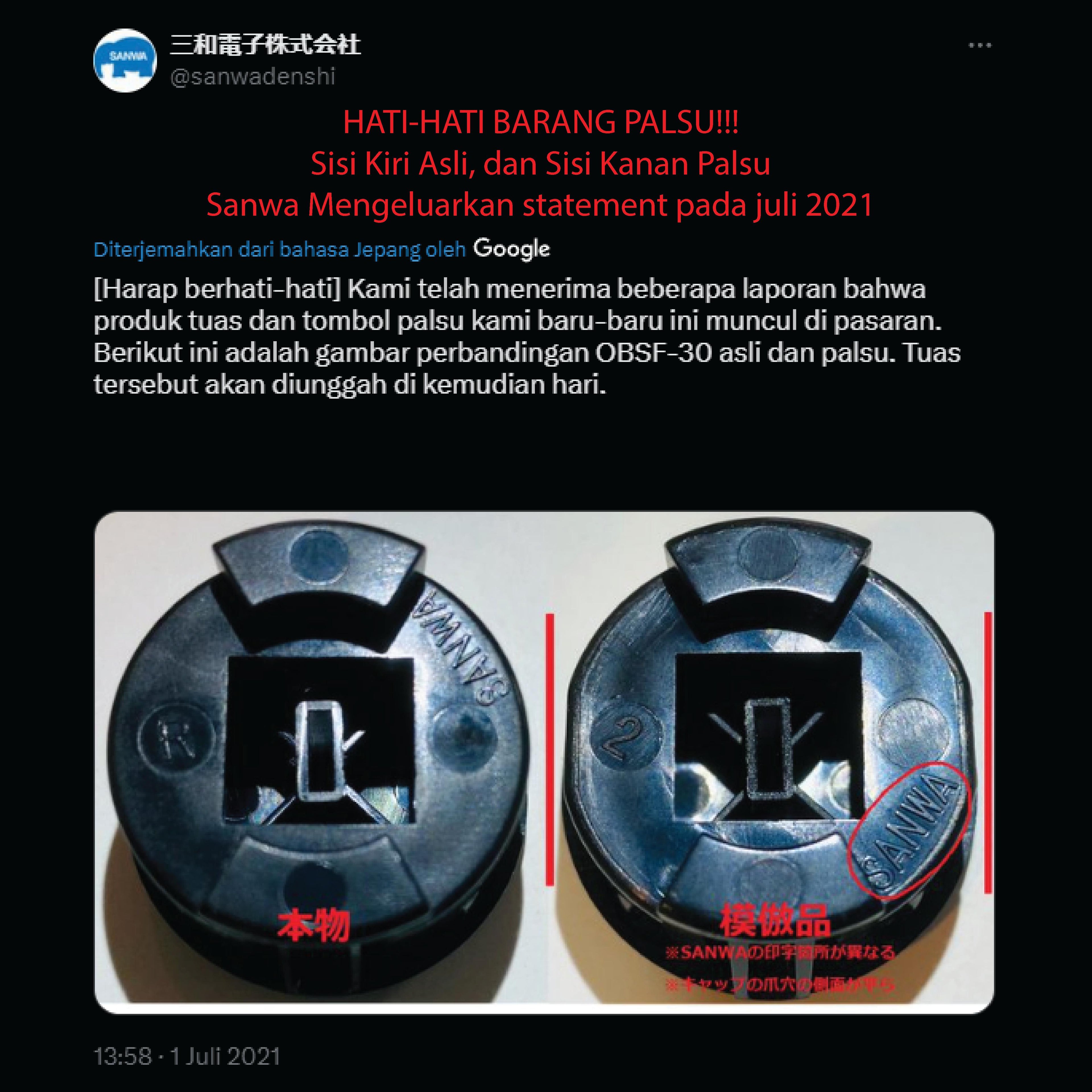 Original SANWA OBSF-30-W Push On Button 30mm Arcade Stick Fighting Controller Ding Dong Button