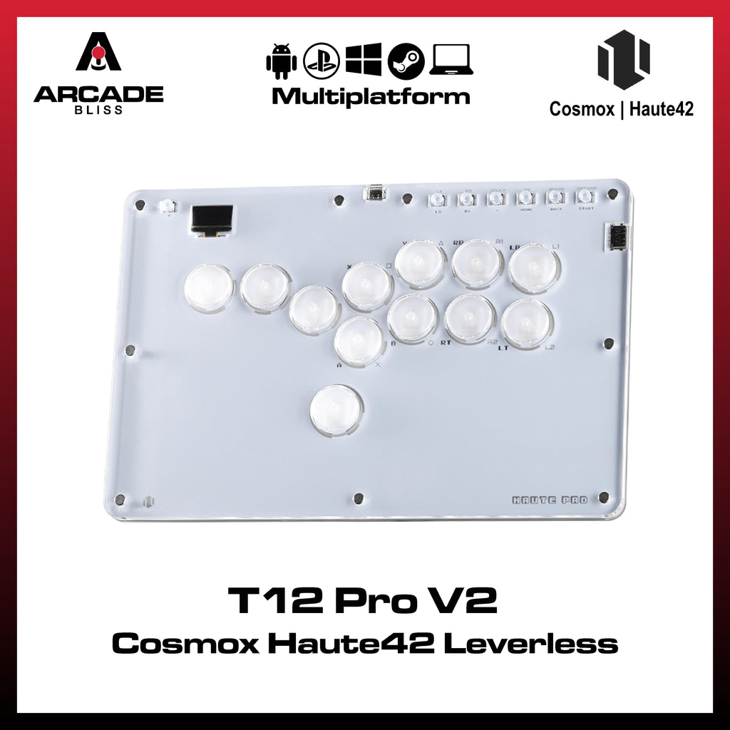 Haute42 T12 Pro V2 RGB Cosmox Hautepad Arcade Joystick Controller Haute Leverless Fighting Stick Fightstick All Button Gamepad
