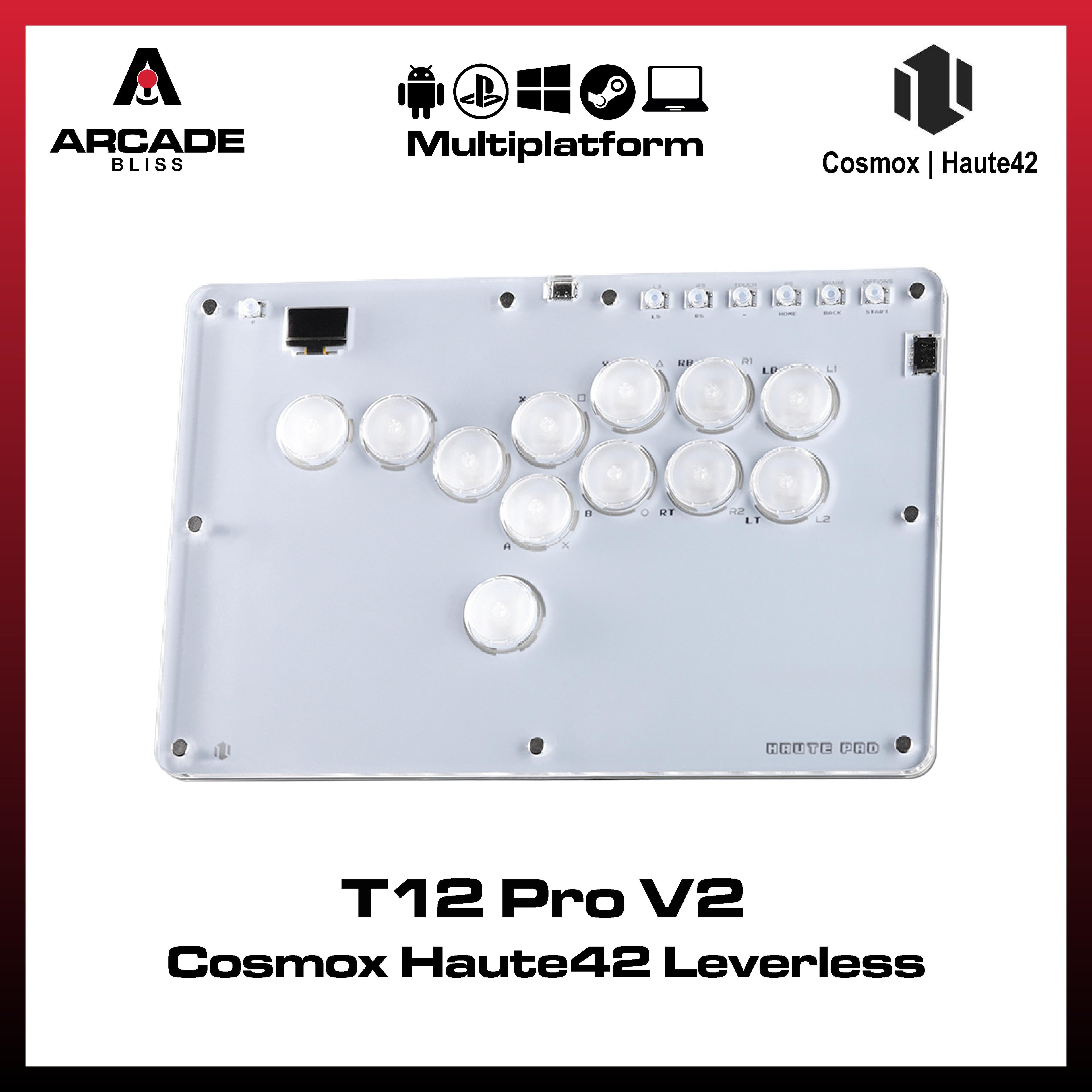 Haute42 T12 Pro V2 RGB Cosmox Hautepad Arcade Joystick Controller Haute Leverless Fighting Stick Fightstick All Button Gamepad