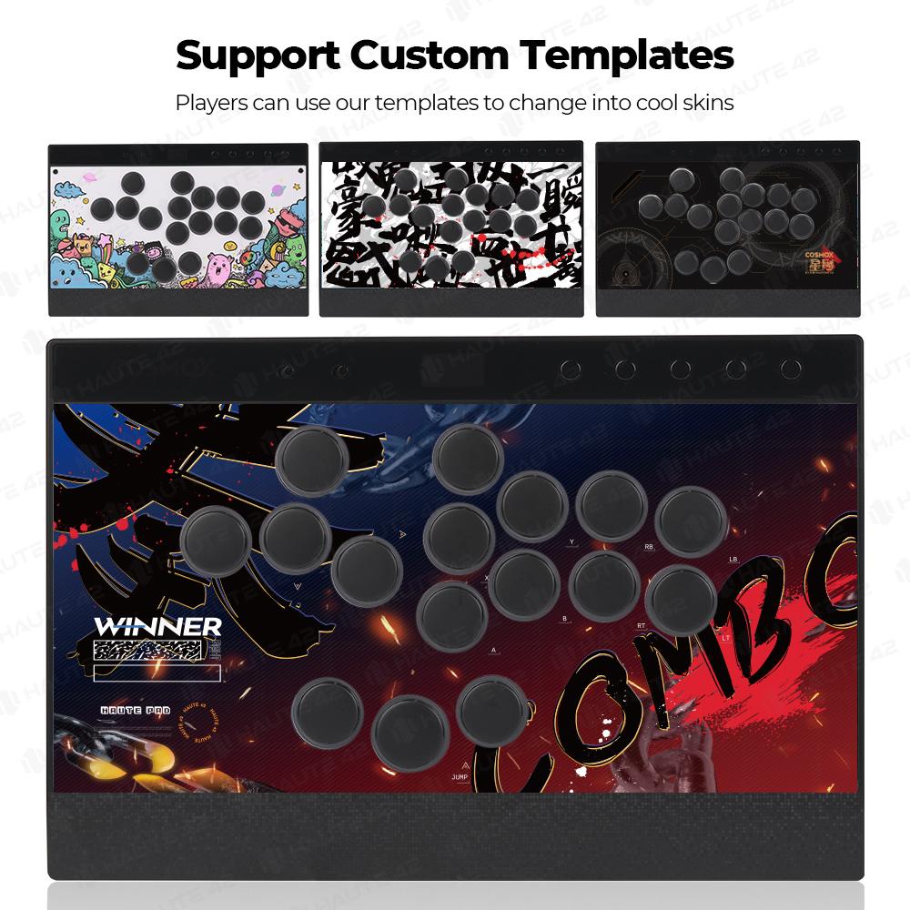 Haute42 C16 Button Rim RGB Cosmox Hautepad Aluminium Arcade Joystick Controller Haute Leverless Fighting Stick Fightstick All Button Gamepad
