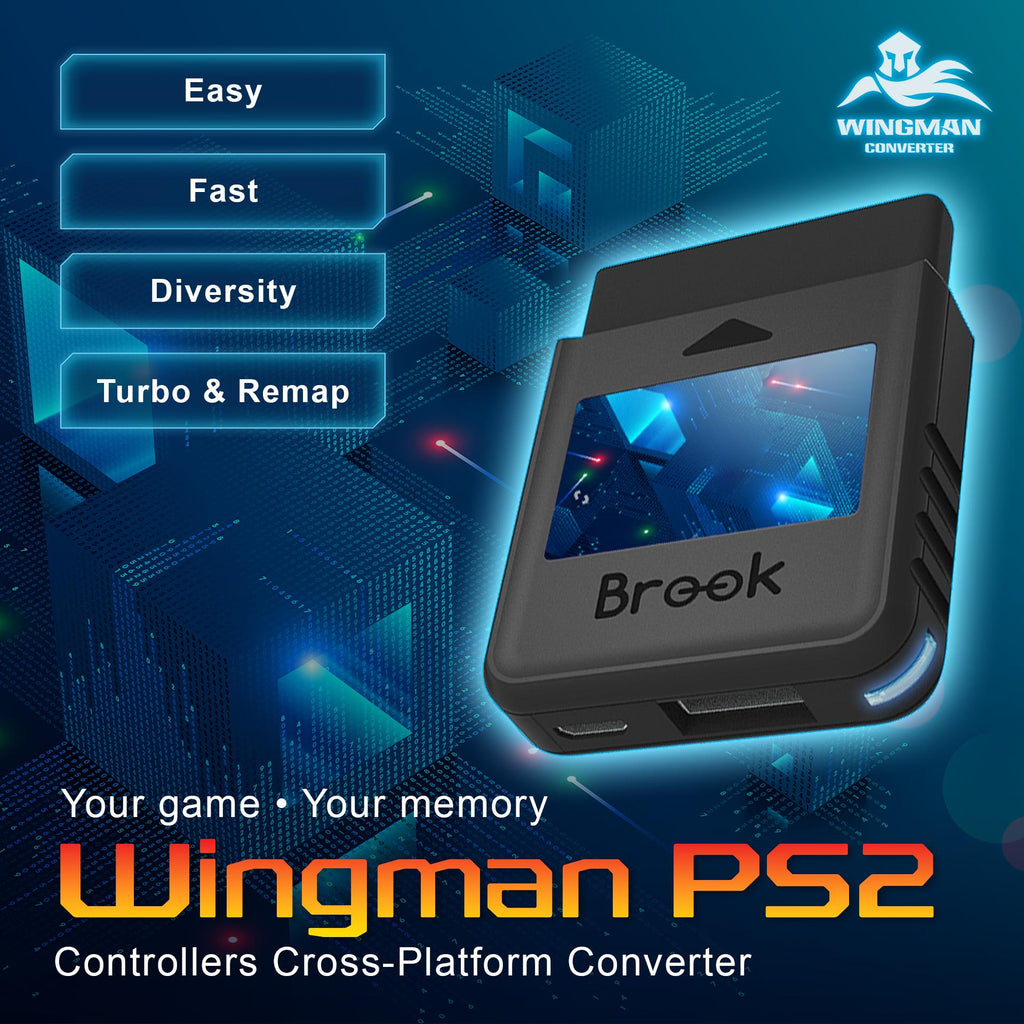 Brook Wingman PS2 Converter PS1 PS2 PS Classic Playstation 1 2 Controller Adapter Low Latency
