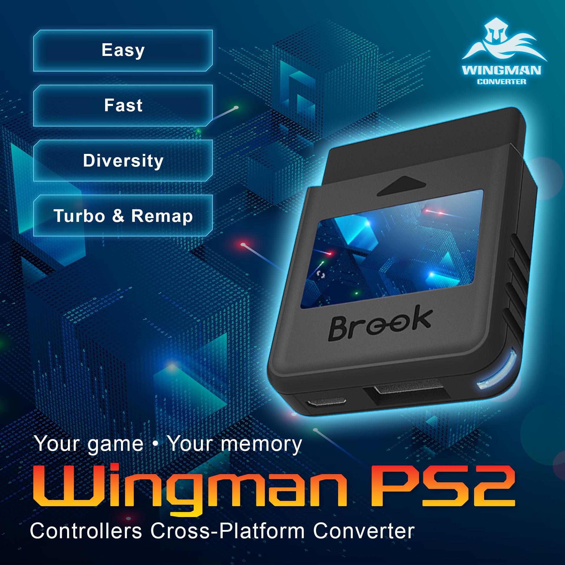 Brook Wingman PS2 Converter PS1 PS2 PS Classic Playstation 1 2 Controller Adapter Low Latency