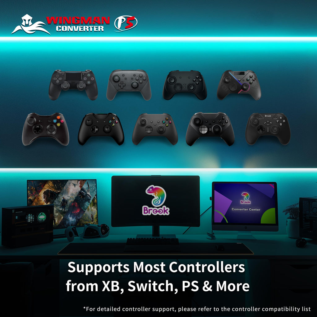 Brook Wingman P5 PC PS4 PS5 Playstation 5 Wireless Wired Converter Controller Adapter Low Latency