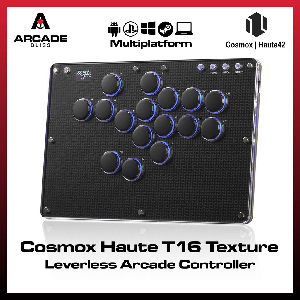 Haute42 T16 Texture RGB Cosmox Hautepad Arcade Joystick Controller Haute Leverless Fighting Stick Fightstick All Button Gamepad