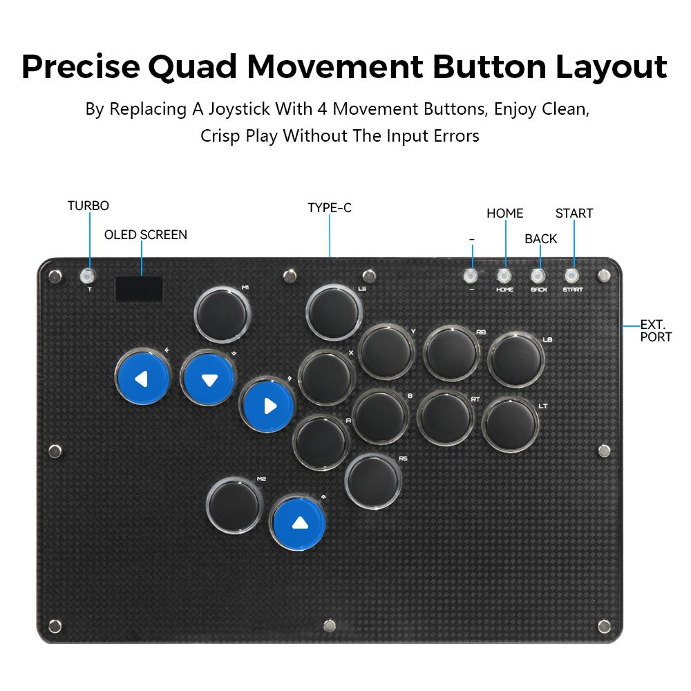 Haute42 T16 Texture RGB Cosmox Hautepad Arcade Joystick Controller Haute Leverless Fighting Stick Fightstick All Button Gamepad