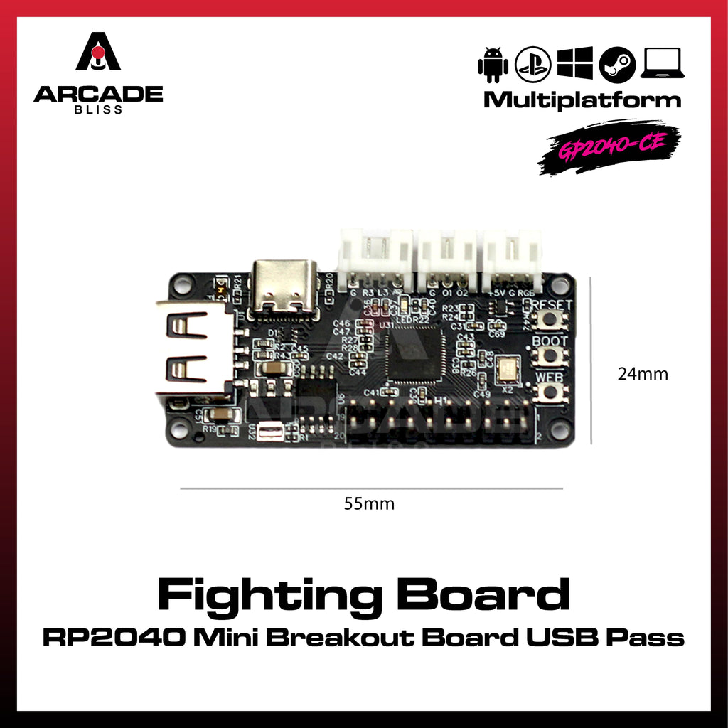 GP2040-CE RP2040 Mini Breakout Board USB Passthrough Fighting Controller Arcade Stick DIY Hitbox PICO
