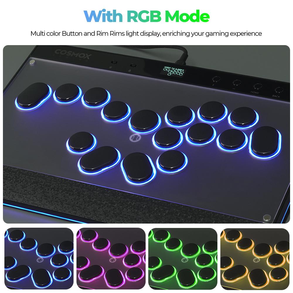 Haute42 C16S Split Layout Button Rim RGB Cosmox Hautepad Aluminium Arcade Joystick Controller Haute Leverless Fighting Stick Fightstick All Button Gamepad