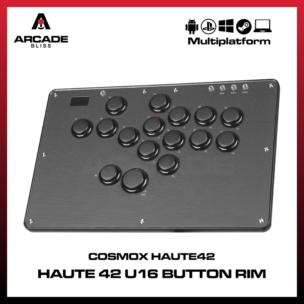 Haute42 U16 U Series Button Rim Black Haute Pad Hitbox Controller Arcade Joystick Controller Leverless for PC Fighting Stick Fightstick All Button Gamepad