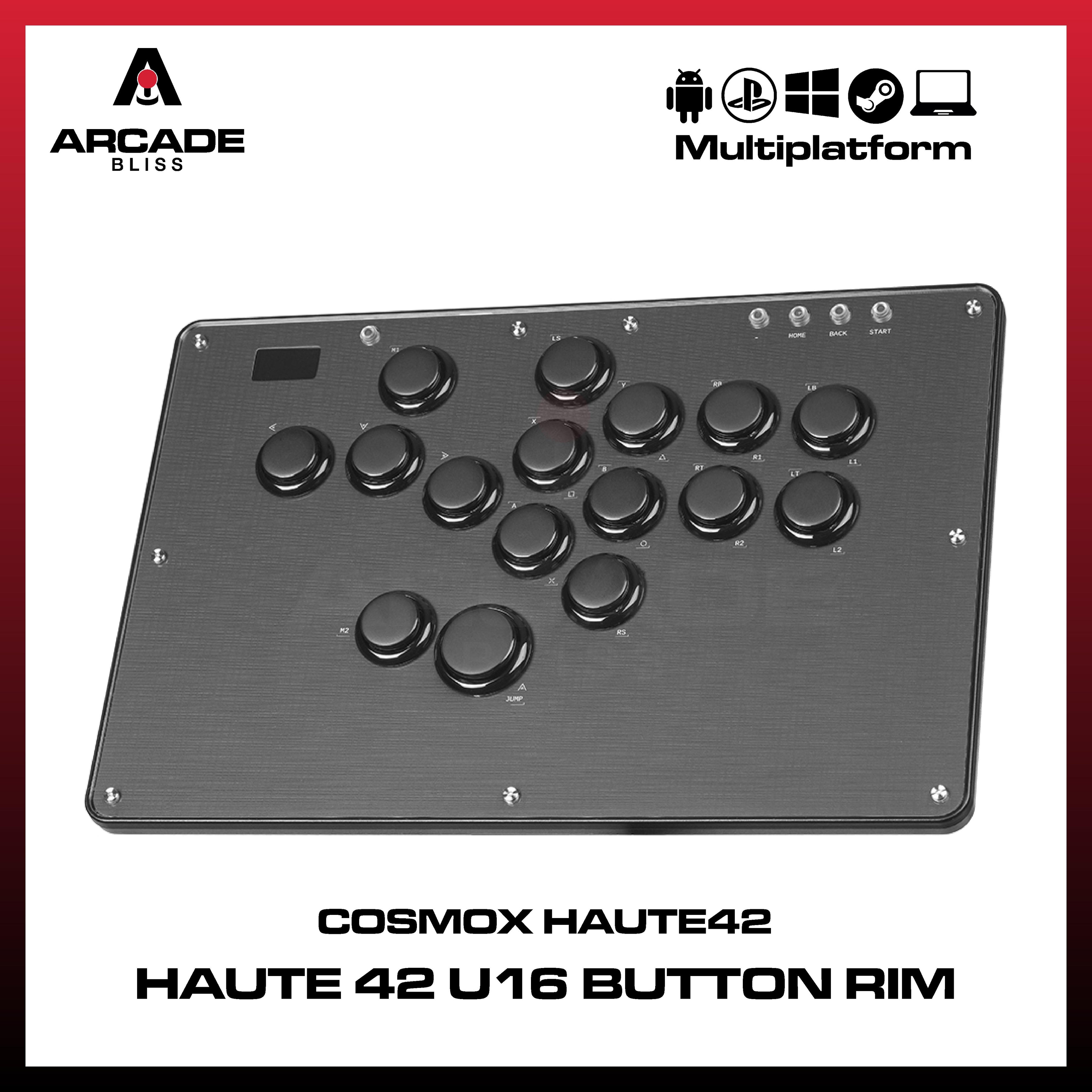 Haute42 U16 U Series Button Rim Black Haute Pad Hitbox Controller Arcade Joystick Controller Leverless for PC Fighting Stick Fightstick All Button Gamepad