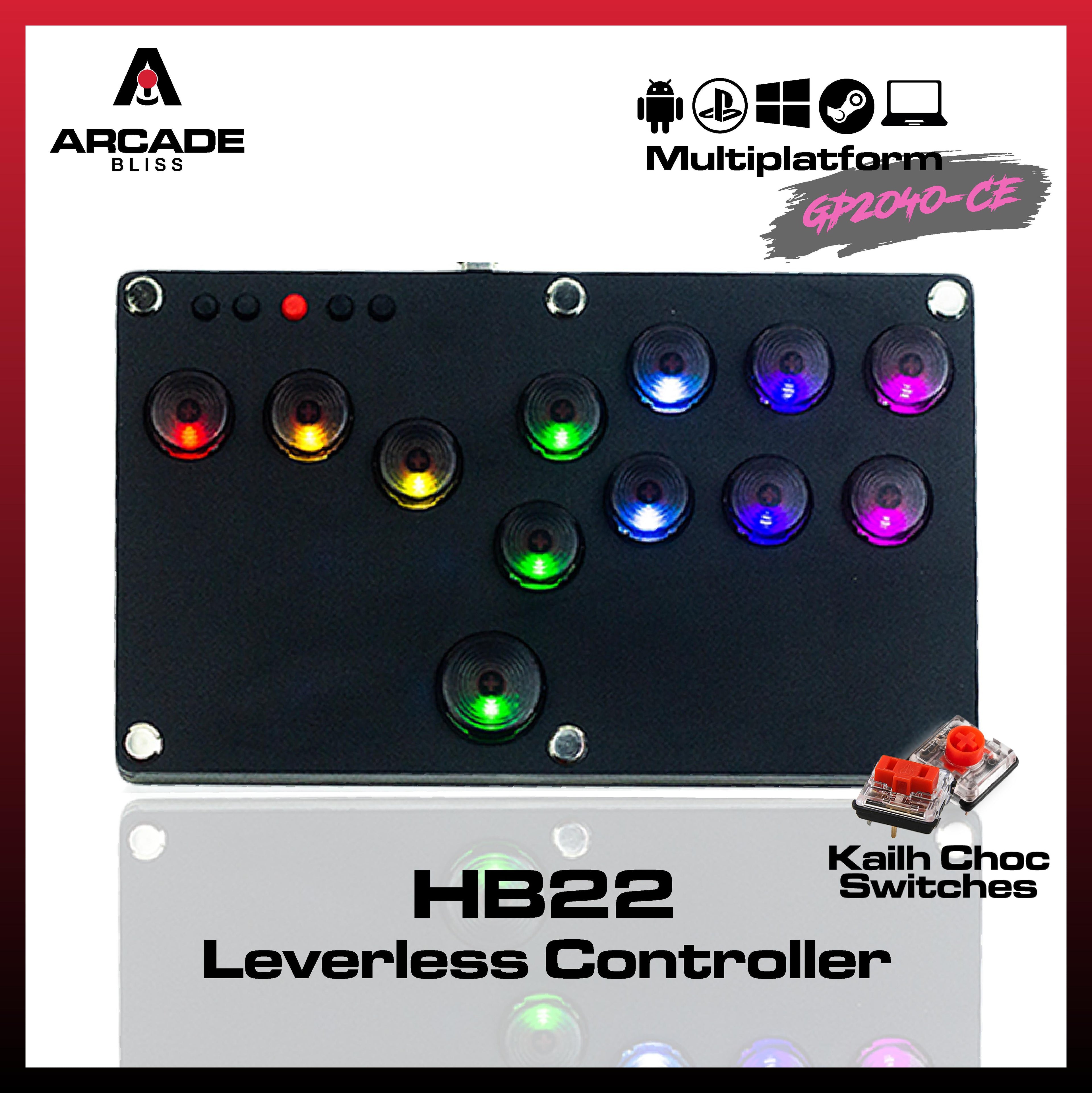 HB22 Leverless Arcade Controller Flatbox Low Profile RGB Fight Stick for PC Andoid PS3 PS4 Switch Mini Hitbox