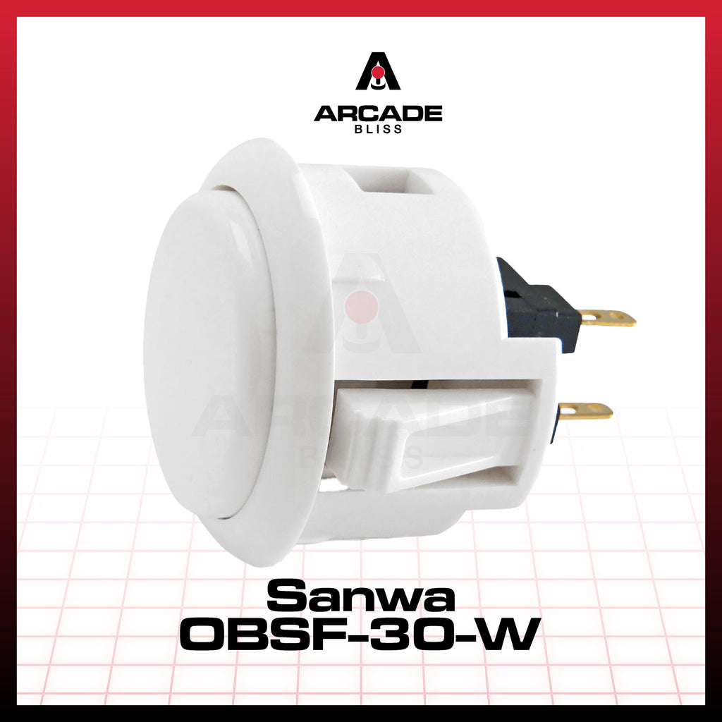 Original SANWA OBSF-30-W Push On Button 30mm Arcade Stick Fighting Controller Ding Dong Button
