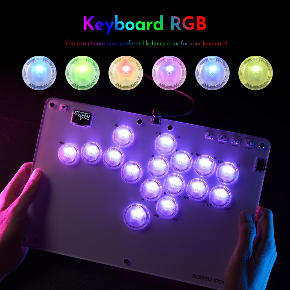Haute42 R16 R Series Button Rim White Comsox Haute Pad Arcade Joystick Hitbox Controller Leverless Arcade Controller For PC PS5 Xbox Fighting Stick Fightstick