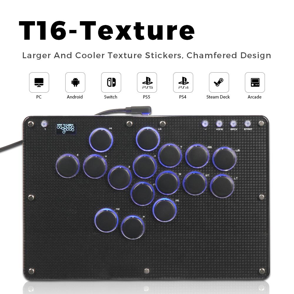 Haute42 T16 Texture RGB Cosmox Hautepad Arcade Joystick Controller Haute Leverless Fighting Stick Fightstick All Button Gamepad