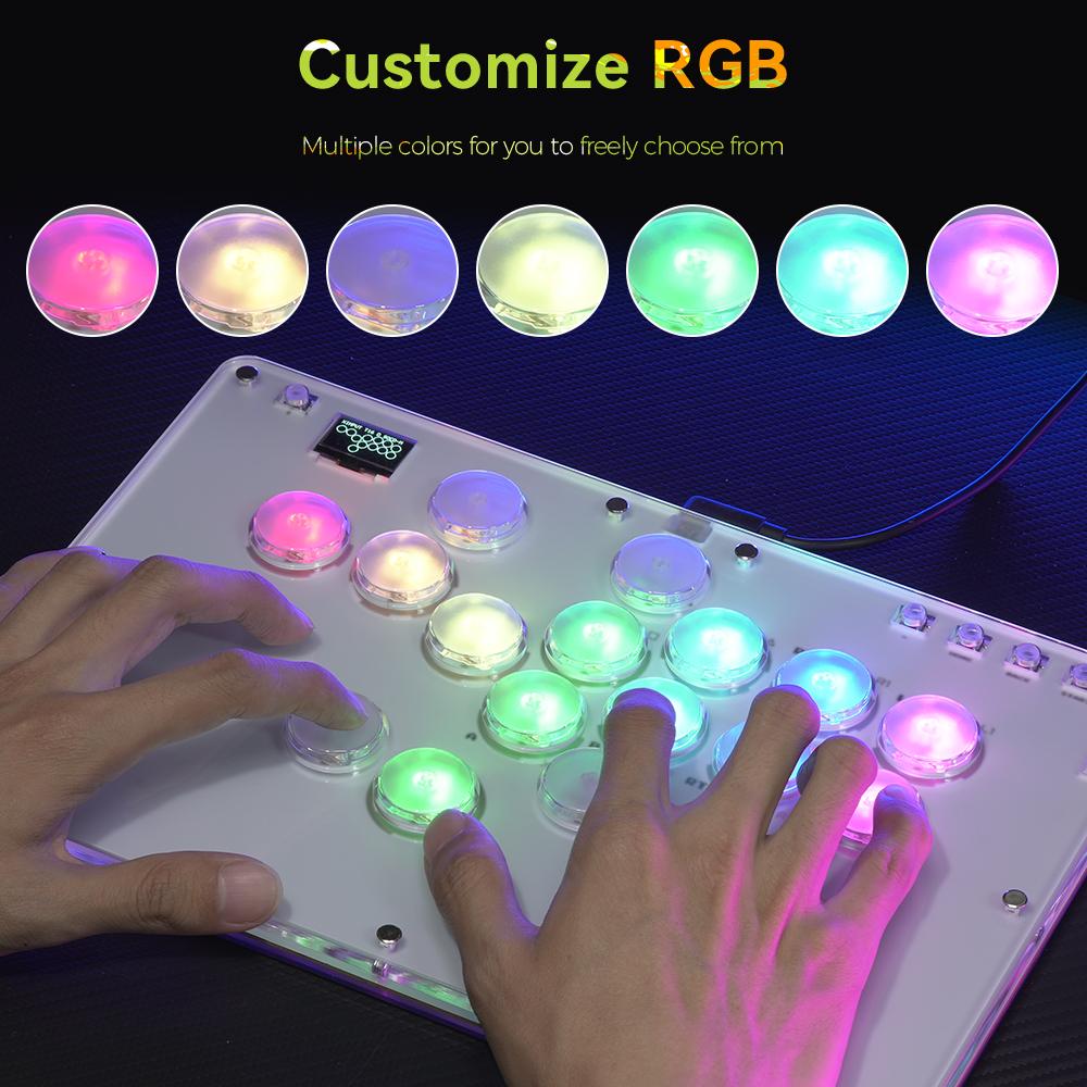 Haute42 T12 Pro V2 RGB Cosmox Hautepad Arcade Joystick Controller Haute Leverless Fighting Stick Fightstick All Button Gamepad