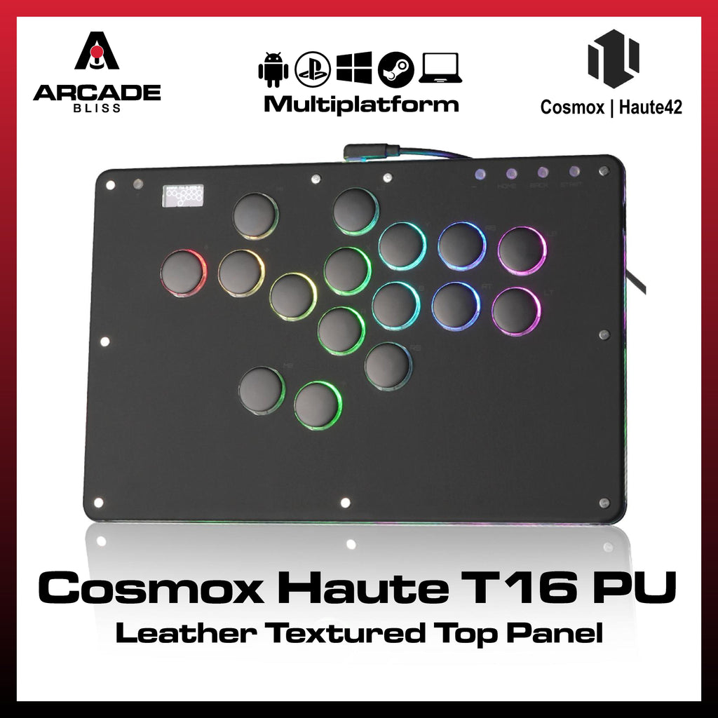 Haute42 T16 PU Leather Texture RGB Cosmox Hautepad Arcade Joystick Controller Haute Leverless Fighting Stick Fightstick All Button Gamepad