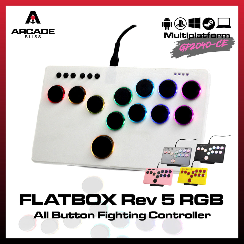 Flatbox Rev 5 RGB V2 Leverless Mini Hitbox Fighting Controller PS3 Switch PS4 Android PC All Button Arcade Stick Fightstick Gp2040-CE