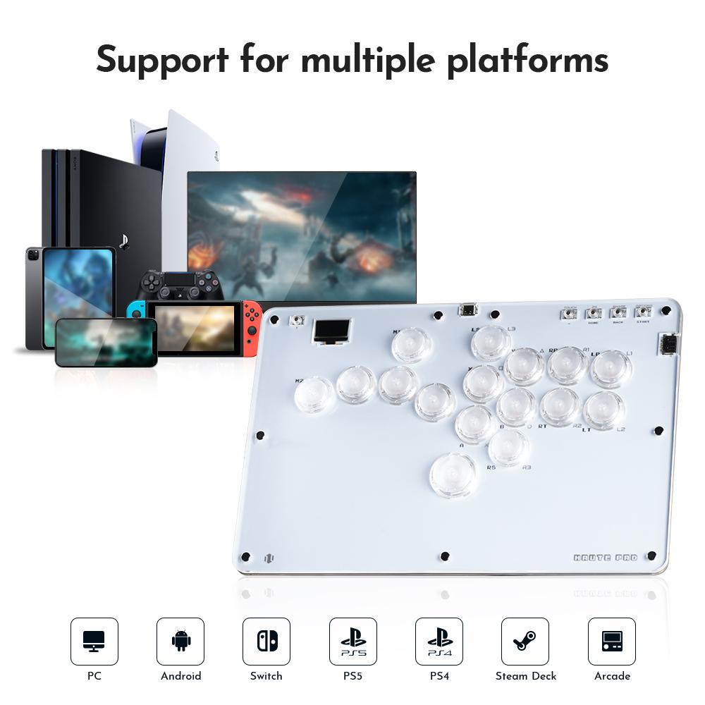 Haute42 R16 R Series Button Rim White Comsox Haute Pad Arcade Joystick Hitbox Controller Leverless Arcade Controller For PC PS5 Xbox Fighting Stick Fightstick