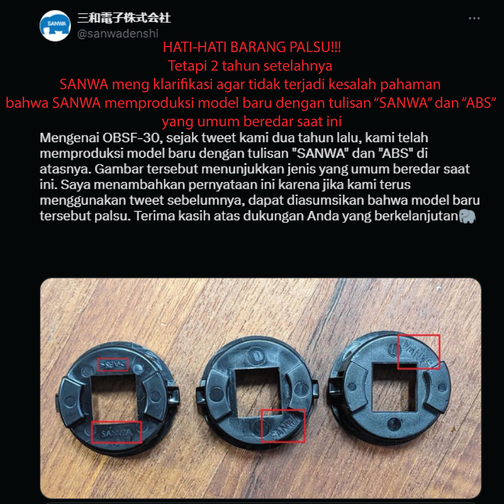 Original SANWA OBSF-30-W Push On Button 30mm Arcade Stick Fighting Controller Ding Dong Button