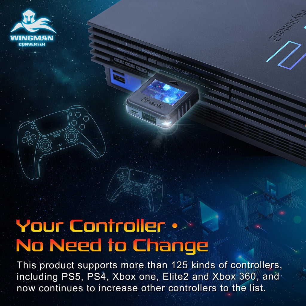 Brook Wingman PS2 Converter PS1 PS2 PS Classic Playstation 1 2 Controller Adapter Low Latency