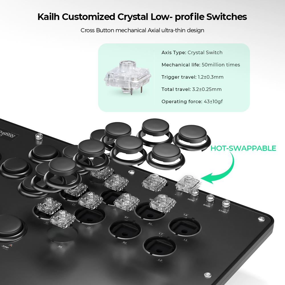 Haute42 U16 U Series Button Rim Black Haute Pad Hitbox Controller Arcade Joystick Controller Leverless for PC Fighting Stick Fightstick All Button Gamepad