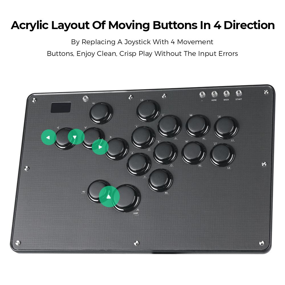 Haute42 U16 U Series Button Rim Black Haute Pad Hitbox Controller Arcade Joystick Controller Leverless for PC Fighting Stick Fightstick All Button Gamepad