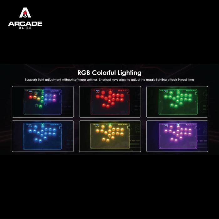 TOPWOLF HONSON T16 White Arcade Fighting Leverless Controller All Button OLED RGB