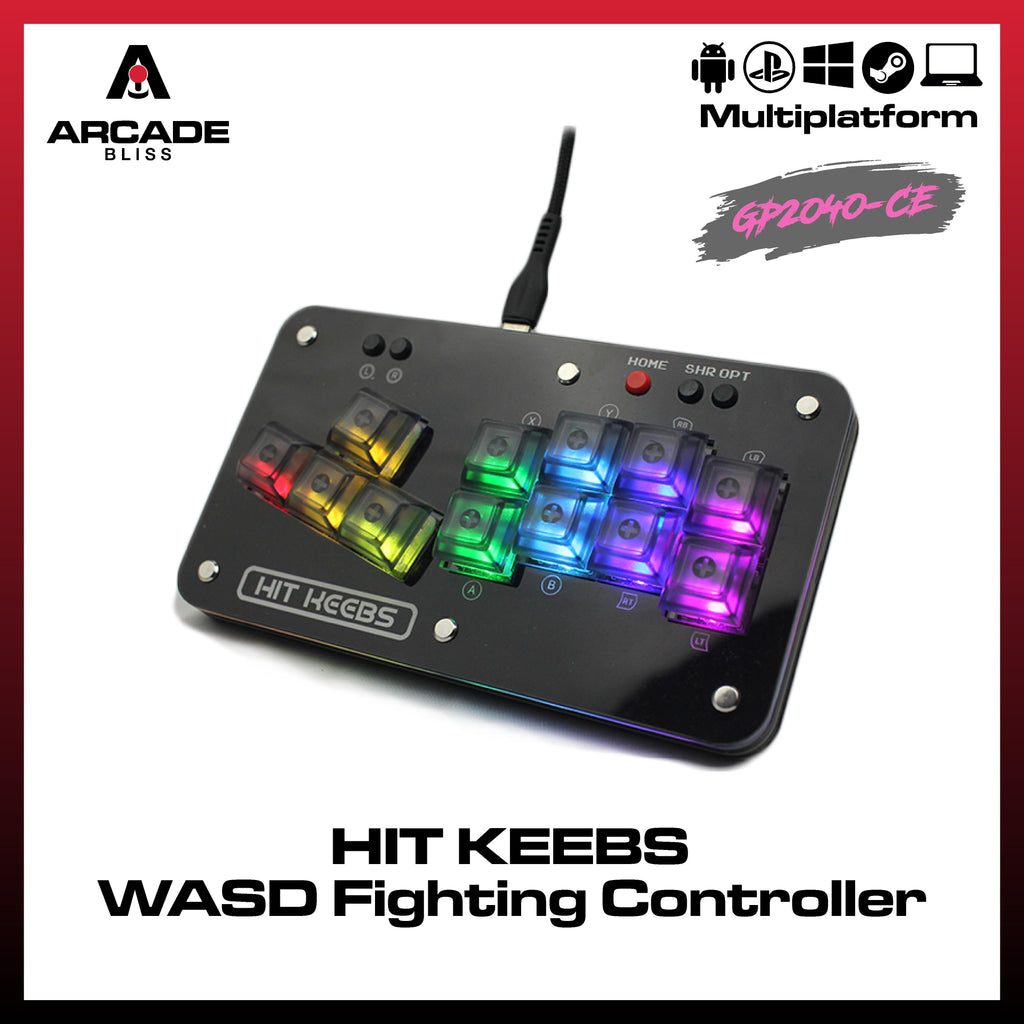 Hitkeebs Arcade Fight Stick Joystick Fighting Controller RGB WASD for PC Xbox PS