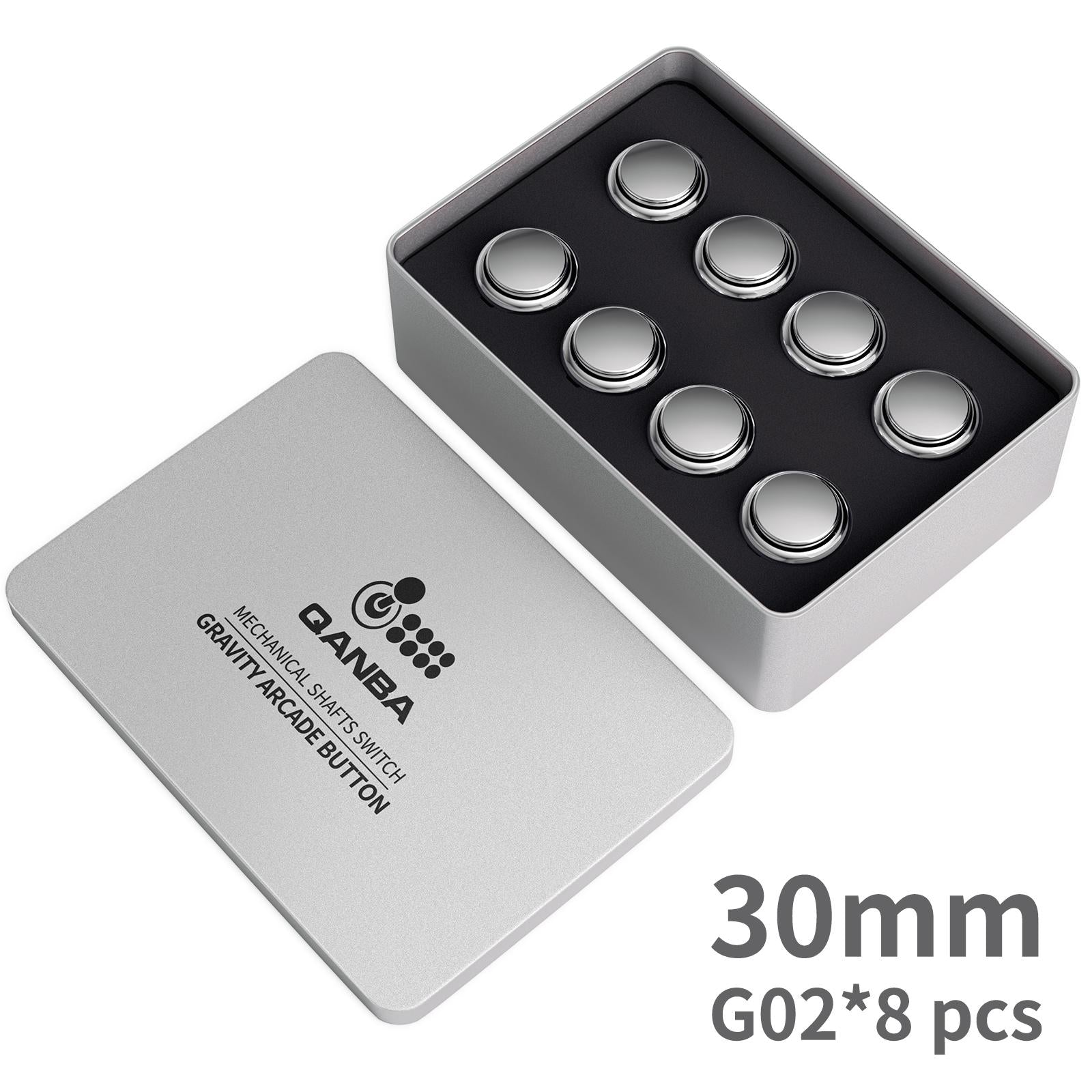 Qanba Gravity KS Metallic Mechanical Silent Arcade Stick Pushbutton 30mm 24mm Snap In Knob Dingdong Premium Original - Blue Metallic, 30mm