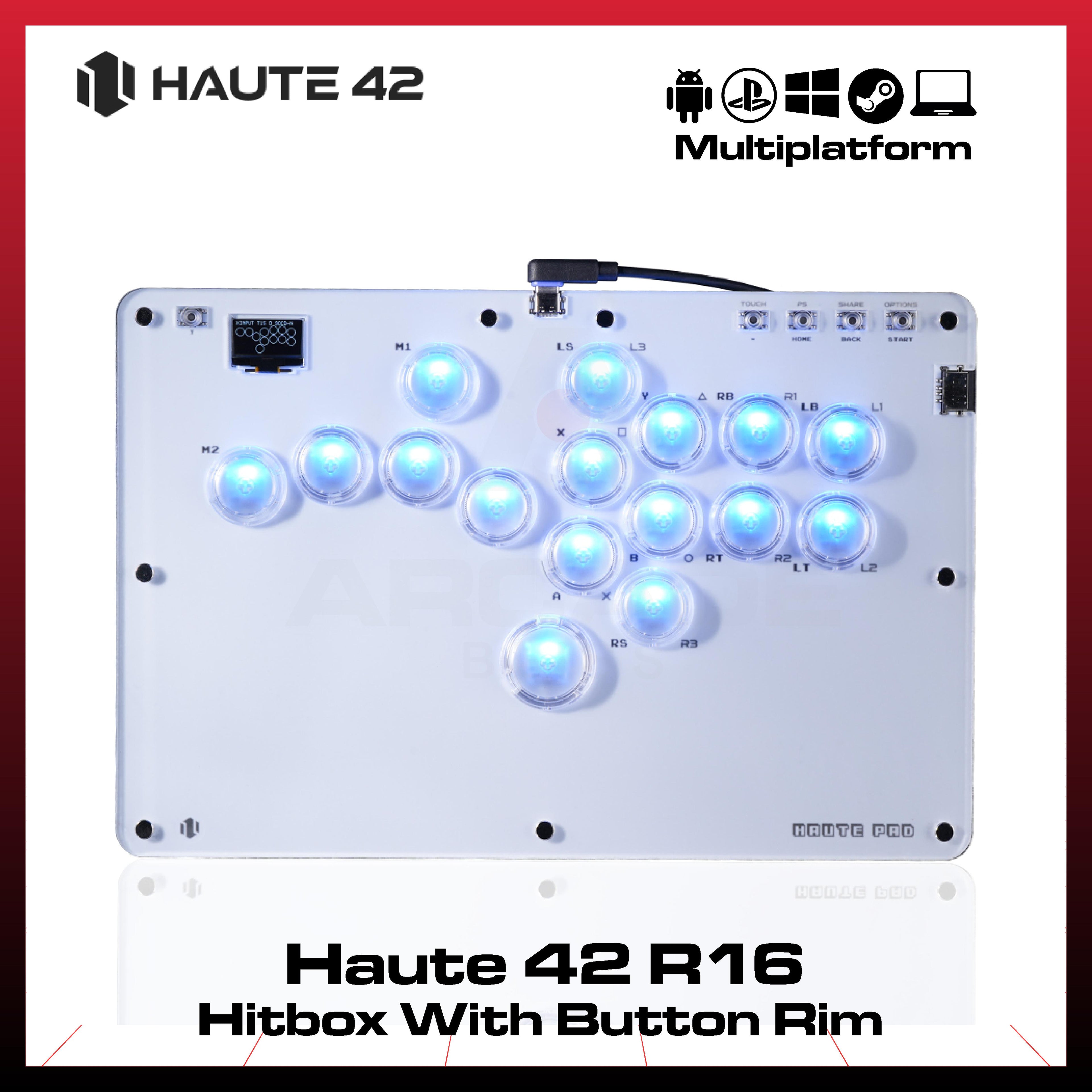 Haute42 R16 R Series Button Rim White Comsox Haute Pad Arcade Joystick Hitbox Controller Leverless Arcade Controller For PC PS5 Xbox Fighting Stick Fightstick