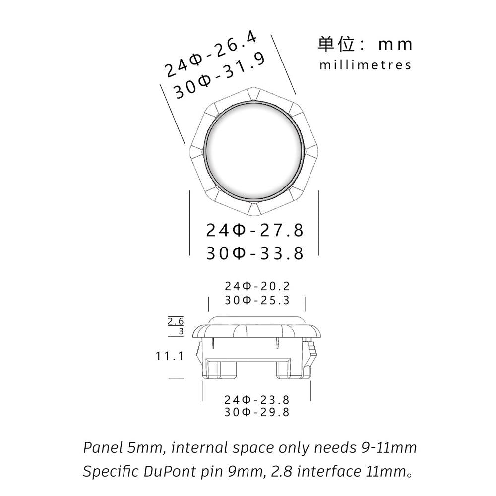 SiTong ST-L2 Arcade Button Hexagonal Low Profile Silent Mechanical PC Black Housing Joystick Button Hitbox Fighting Game 30mm 24mm Arcade Stick Controller