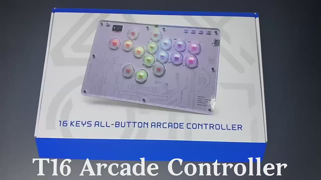 TOPWOLF HONSON T16 White Arcade Fighting Leverless Controller All Button OLED RGB